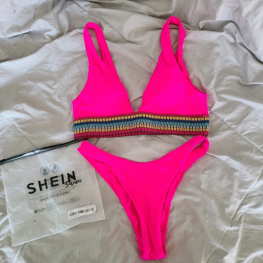 Shein Bikini Hot Pink Medium
